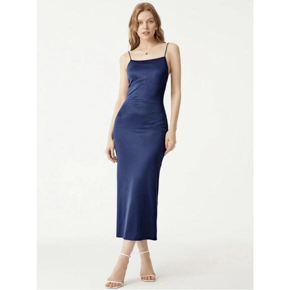 NWT OGL Acetate BeautyBack Brami Dress L Navy - Picture 1 of 7